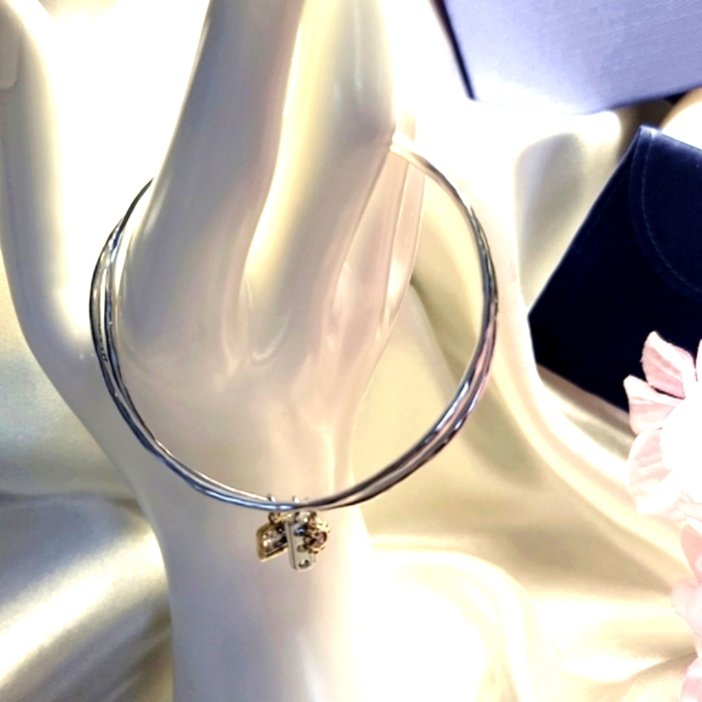 SILPADA  In The Mix Charm Bangle Bracelet  Sterling Silver & Brass B3079 - Picture 5 of 7